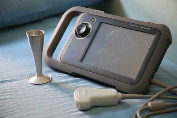 The NanoMaxx® system with a traditional fetoscope to listen to fetal heartbeats.