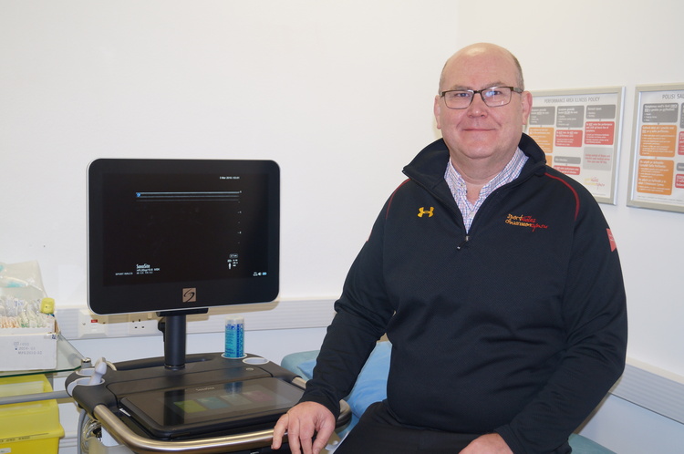 Point-of-care ultrasound is an essential tool for Dr Mark Ridgewell, an early pioneer of sport and exercise medicine