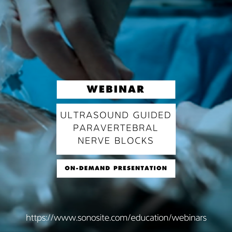 On Demand Presentation / Dr. Theresa Bowling will present this webinar which is designed to teach the participants how to perform an ultrasound guided thoracic paravertebral single shot nerve block and catheter placement.